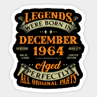 59th Birthday Gift Legends Born In December 1964 59 Years Old Sticker